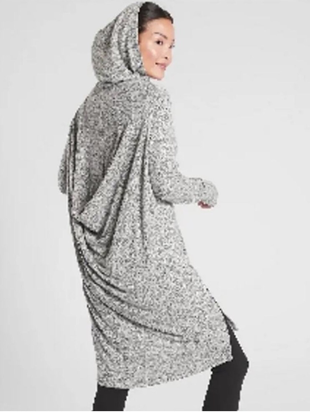 Athleta Hooded Longline Draped Sweater Coatigan - Heathered Gray